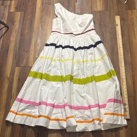J. Crew White One-Shoulder Dress with Bold Stripes Size 6 NWT - Picture 3 of 8